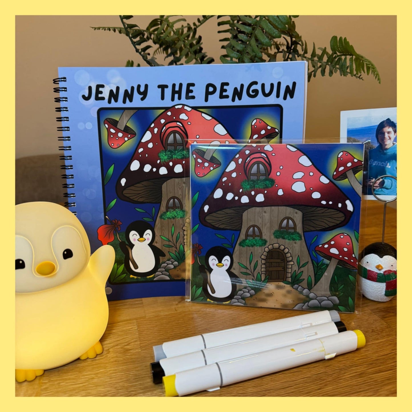 ** NEW ** JENNY THE PENGUIN COLOURING BOOK: FUN & IMAGINATION & MINI POSTCARD PRINT SET