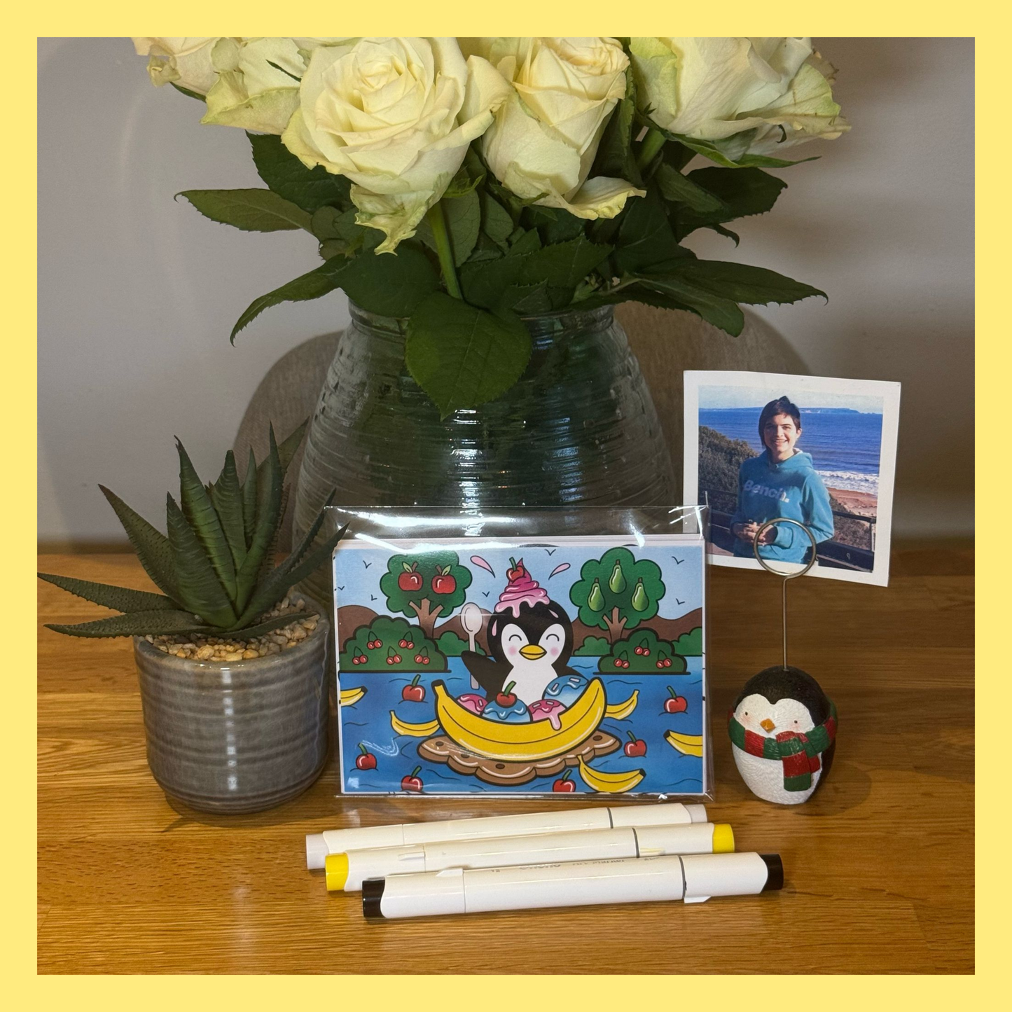 JENNY THE PENGUIN COLOURING BOOK AND MINI POSTCARD PRINT BUNDLE